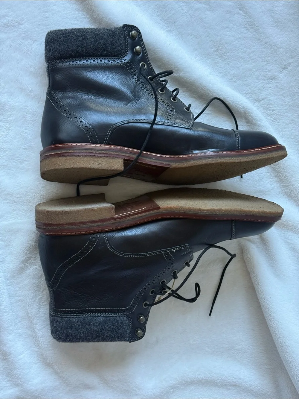 Johnston & Murphy J&M 1850 Men’s Black Leather Cap Toe Lace-Up Boots
